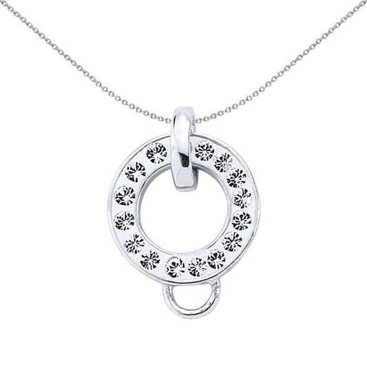 Sterling Silver White Crystal Circle of Life Halo Charm Pendant - CM090