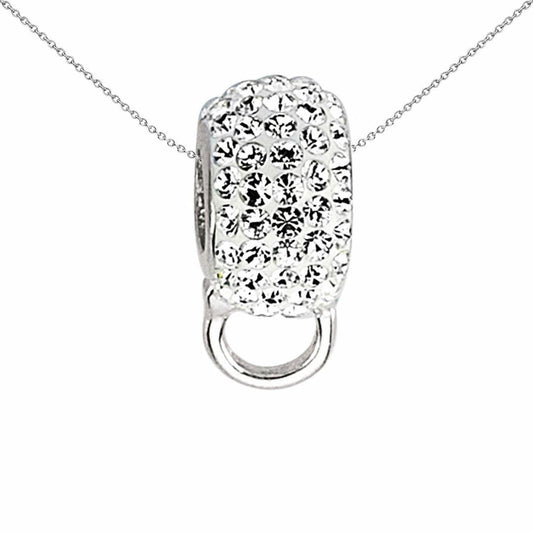 Sterling Silver Black Crystal Pave Ring Hanger Link Charm - CM091BLK