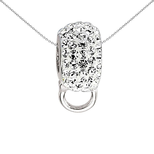Sterling Silver Black Crystal Pave Ring Hanger Link Charm - CM091BLK