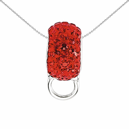 Sterling Silver Red Crystal Pave Ring Hanger Link Charm - CM091RU