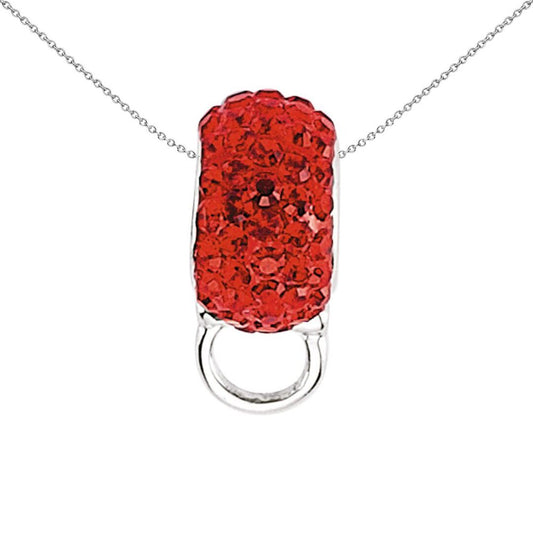 Sterling Silver Red Crystal Pave Ring Hanger Link Charm - CM091RU