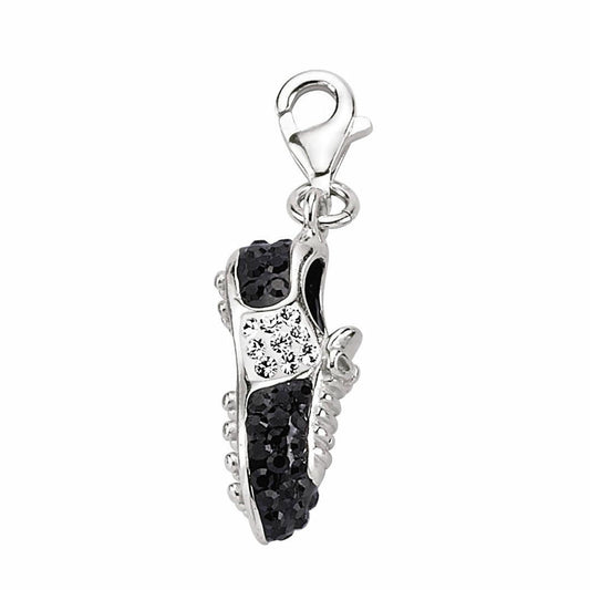 Sterling Silver Black & White Crystal Link Charm - CM131