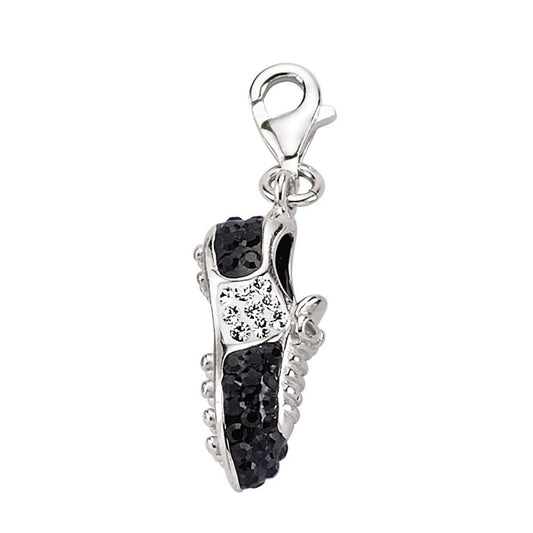 Sterling Silver Black & White Crystal Link Charm - CM131