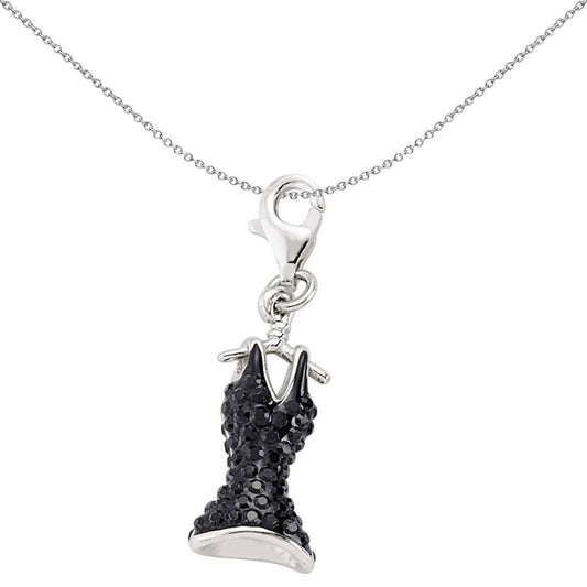 Sterling Silver Black & White Crystal Dress Hanger Link Charm - CM147