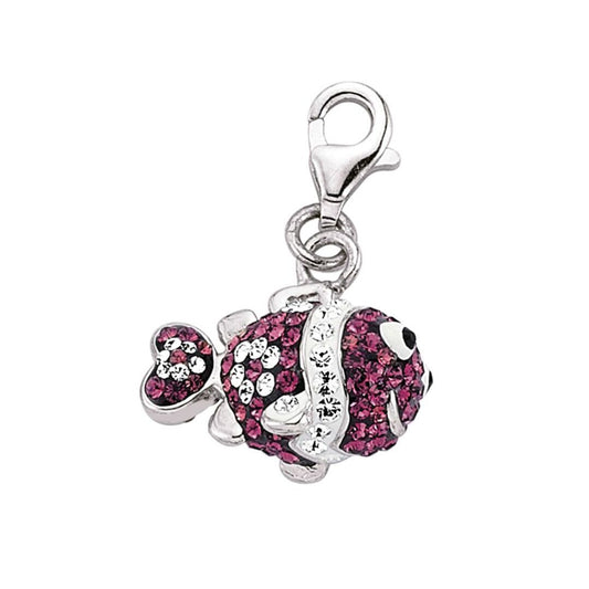 Sterling Silver Multi Coloured Crystal Link Charm - CM159