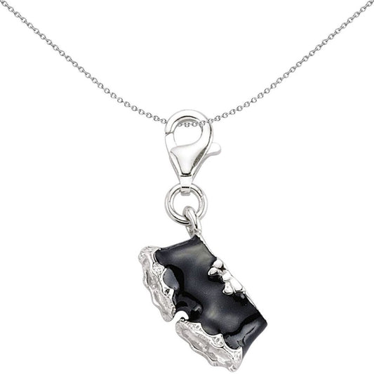 Sterling Silver Black Enamel French Underwear Link Charm - CM164