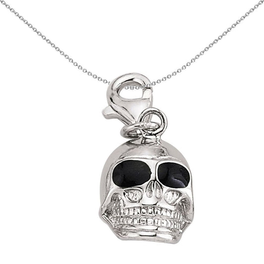 Sterling Silver Black Enamel Ghost Skull Link Charm - CM171