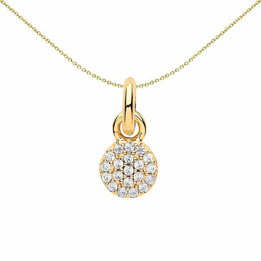 Gold-plated Sterling Silver CZ Pave Disc Link Charm - CM202