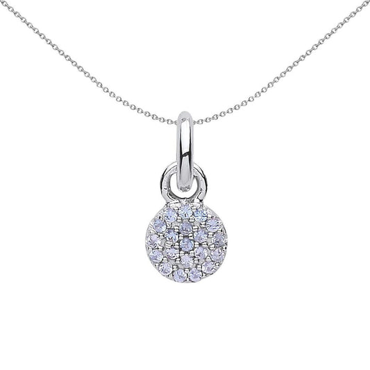 Sterling Silver Lilac CZ Pave Disc Link Charm - CM203