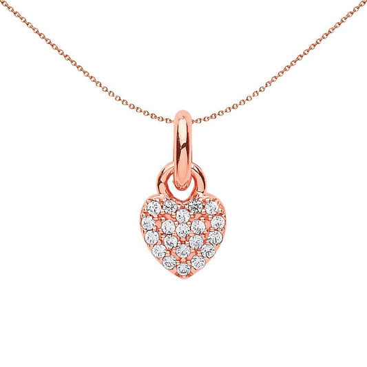 Rose-plated Sterling Silver Crystal Love Heart Link Charm - CM204
