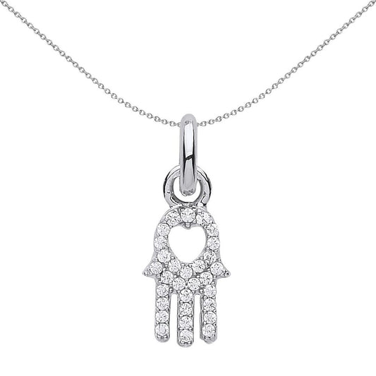 Sterling Silver Crystal Hamsa Hand Love Heart Link Charm - CM209