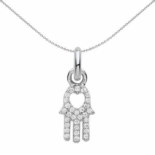 Sterling Silver Crystal Hamsa Hand Love Heart Link Charm - CM209
