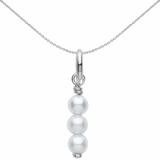 Sterling Silver Trilogy Simulated Pearl Drop Link Charm - CM214