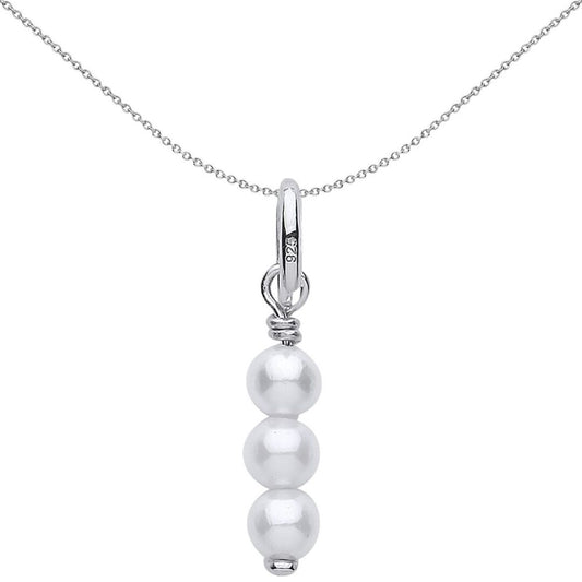 Sterling Silver Trilogy Simulated Pearl Drop Link Charm - CM214