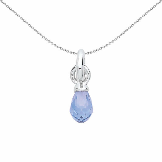 Sterling Silver Blue Crystal Pear Drop Link Charm - CM218AQ