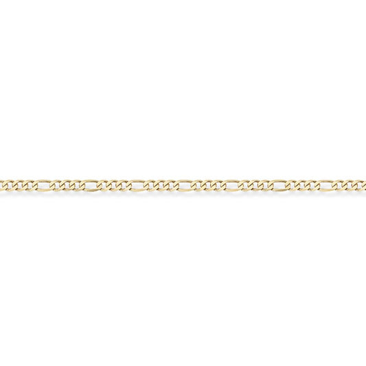 9ct Gold 3+1 Figaro Pendant Chain Anklet 2.1mm gauge 9.5 inch - CNNR02008B