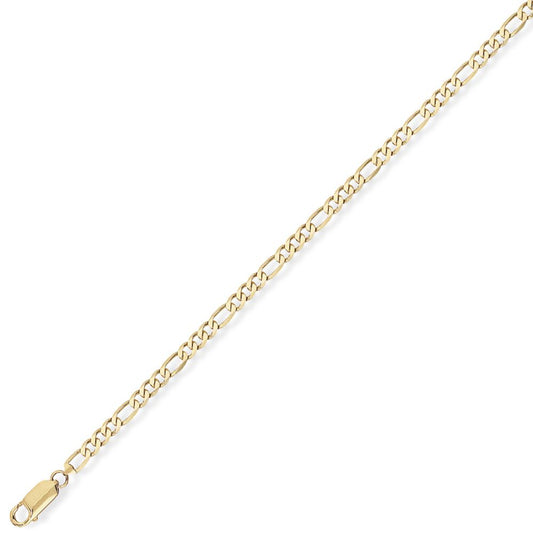 9ct Gold 3+1 Figaro Pendant Chain Necklace - 2.1mm gauge - CNNR02008B