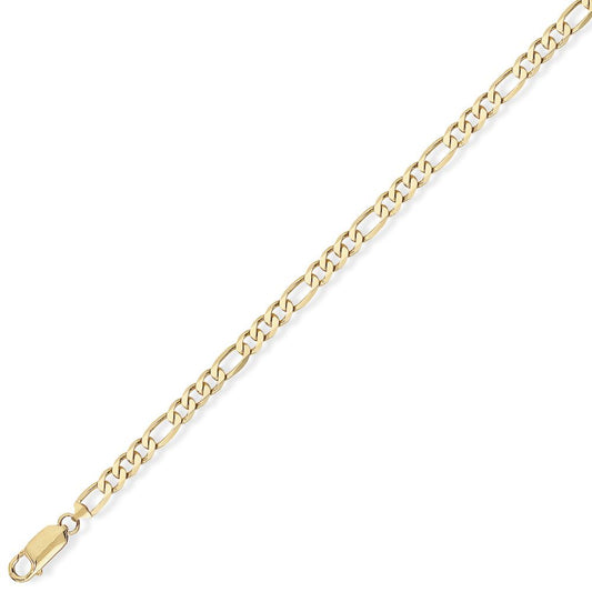 9ct Gold 3+1 Figaro Pendant Chain Bracelet 2.9mm gauge 5.5 inch - CNNR02008C