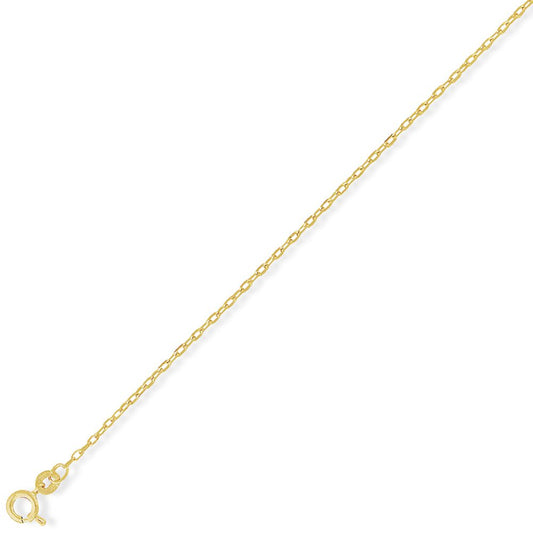 9ct Gold Oval Belcher Pendant Chain Necklace - 1.1mm - CNNR02014