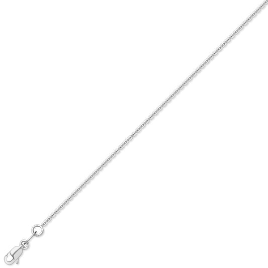 9ct White Gold Square Link Trace Pendant Chain Necklace 1.4mm - CNNR02072