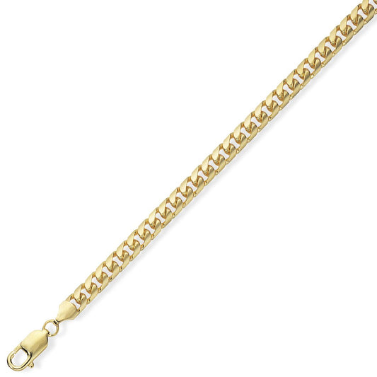 9ct Gold Bombe Domed Curb Chain Bracelet 5mm 7 inch - CNNR02327