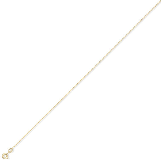 9ct Gold Box Link Pendant Chain Necklace - 0.8mm gauge - CNNR02454