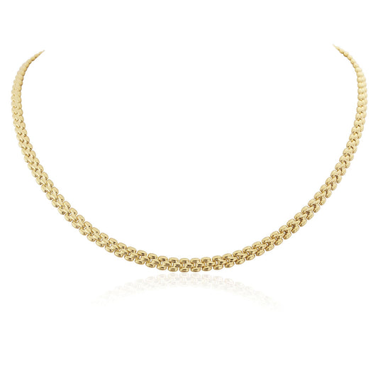 9ct Gold Gate Style Brick Link Necklace 4mm 17" 43cm - CNNR02970