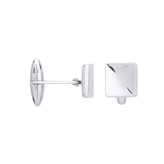 Mens Silver Polished Flat Square Swivel Cufflinks - CUG1002