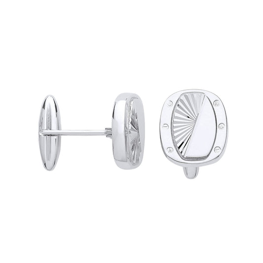 Mens Silver Polished Sunburst Swivel Cufflinks - CUG1003