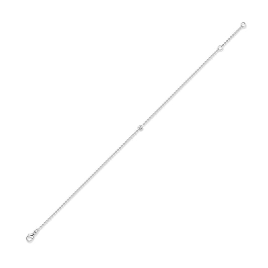 18ct White Gold Diamond Bubble Solitaire Charm Bracelet 3mm 7.5" - CWNR02178-07
