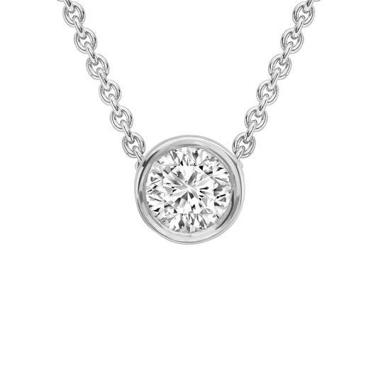 18ct White Gold Diamond Solitaire Slider Necklace 0.9mm 18" 8pts - CWNR02179-18