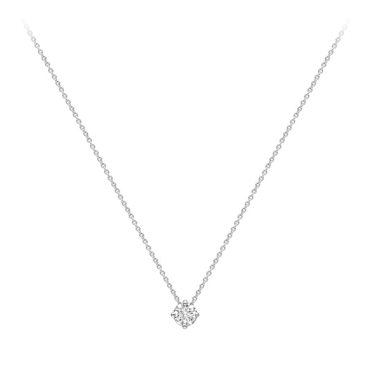 18ct White Gold Diamond 4 Claw Solitaire Slider Necklace 4mm 18" - CWNR02190-18