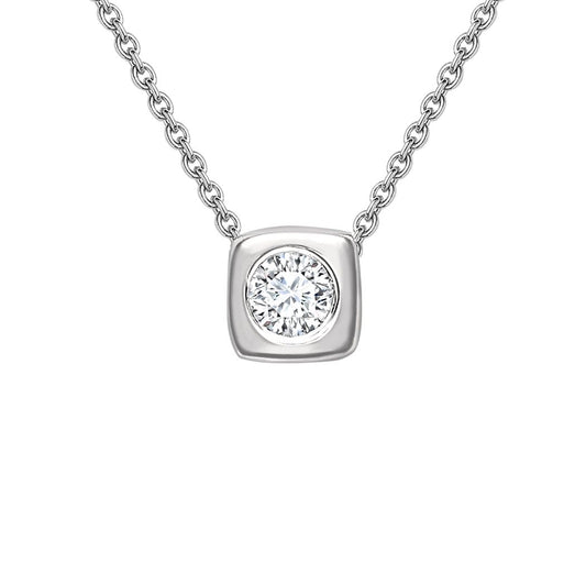 18ct White Gold Diamond Square Slider Necklace 0.9mm 18" 5pts - CWNR02194-18