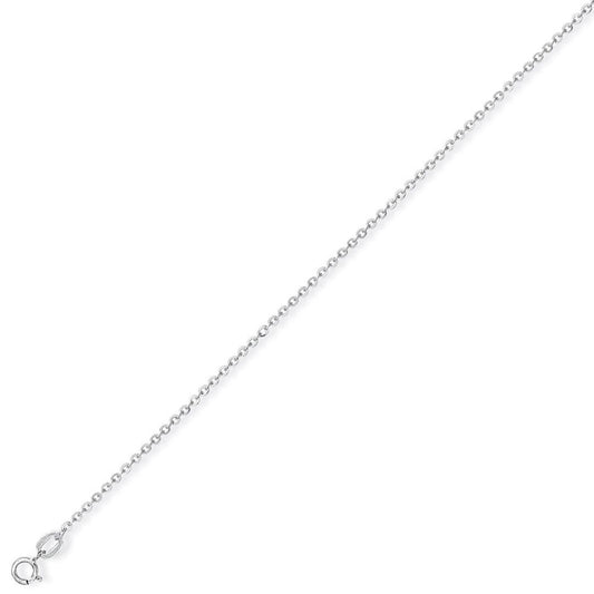 18ct White Gold Fine Trace Rolo Pendant Chain Necklace - 1.05mm - CWNR02912