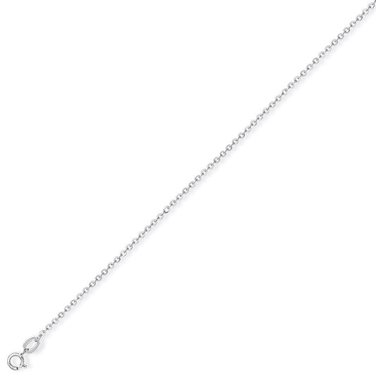 18ct White Gold Fine Trace Rolo Pendant Chain Necklace - 1.05mm - CWNR02912