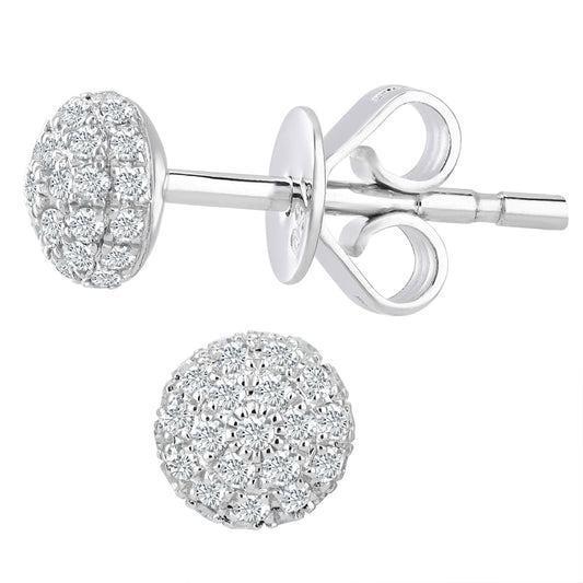 18ct White Gold Round 10pts Diamond Cluster Stud Earrings - DE1AXL409-18KW