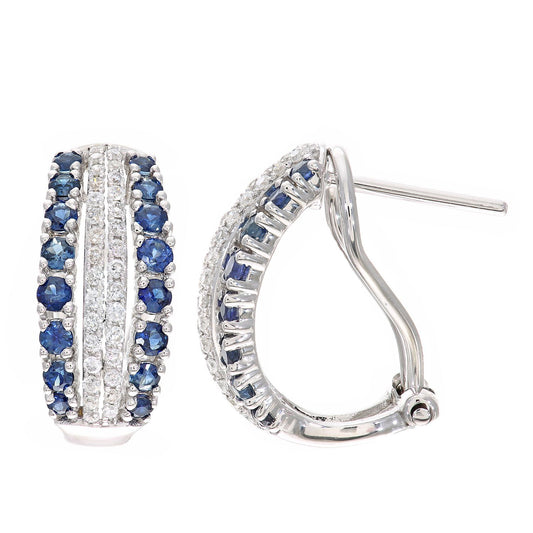 9ct White Gold Diamond Sapphire Split Sea Drop Earrings - DE1AXL512W-SA