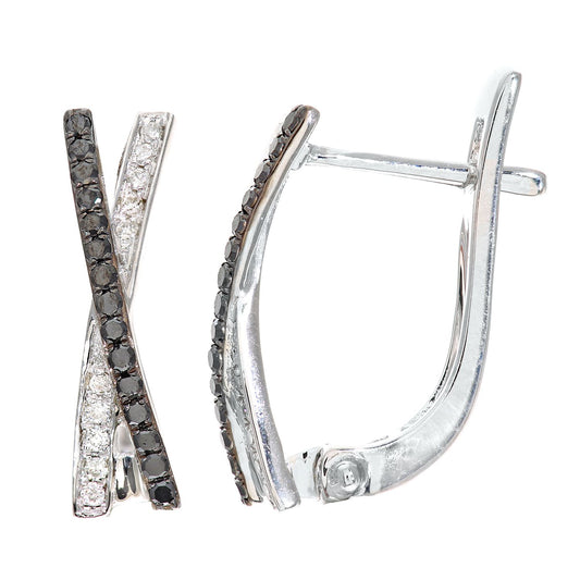 9ct White Gold Round 22pts Diamond Kiss Drop Earrings - DE1AXL516W-BLKD