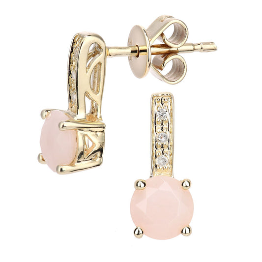 9ct Gold 3pts Diamond 1.1ct Opal Inverted Lollipop Drop Earrings - DE1AXL601YPOP