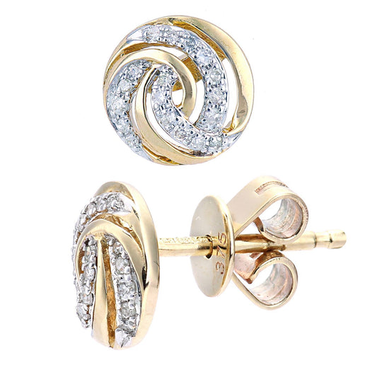 9ct Gold Round 8pts Diamond Circle Stud Earrings - DE1AXL621Y