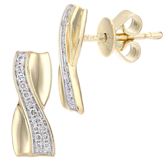 18ct Gold Round 8pts Diamond Kiss Drop Earrings - DE1AXL624Y18