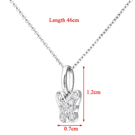 9ct White Gold 10pts Diamond Butterfly Pendant Necklace 16 inch - DP1AXL128W