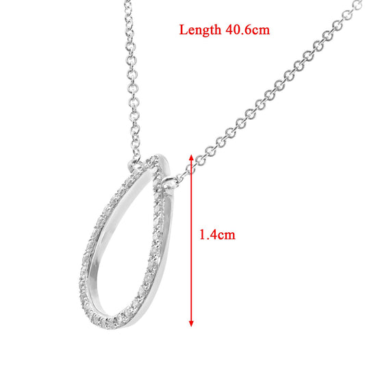 9ct White Gold 10pts Diamond Teardrop Pendant Necklace 16 inch - DP1AXL521W