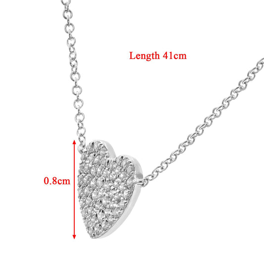 9ct White Gold Round 15pts Diamond Heart Pendant Necklace 16 inch - DP1AXL522W