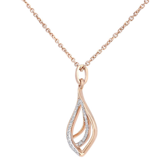 9ct Rose Gold 5pts Diamond Teardrop Pendant Necklace 16 inch - DP1AXL622R
