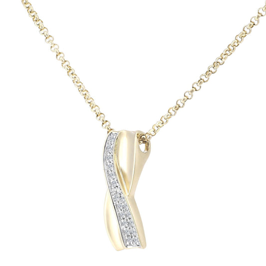 18ct Gold Round 5pts Diamond Kiss Pendant Necklace 16 inch - DP1AXL624Y18