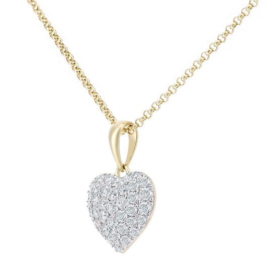 18ct Gold Round 1/2ct Diamond Heart Pendant Necklace 16 inch - DP1AXL658Y18