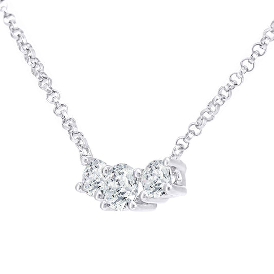 18ct White Gold 20pts Diamond 20pts Trilogy Lavalier Necklace 16" - DP1AXL665W18