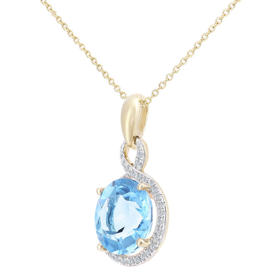 9ct White Gold 8pts Diamond 5.75ct Blue Topaz Necklace 16" - DP1AXL680WBT