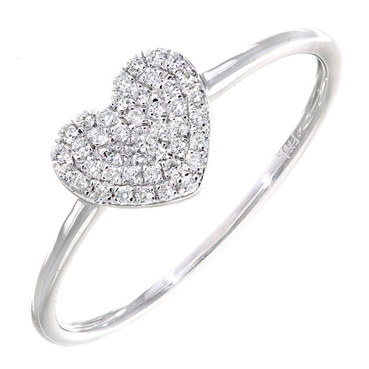 18ct White Gold Round 12pts Diamond Pave Heart Cluster Ring - DR1AXL51418KW